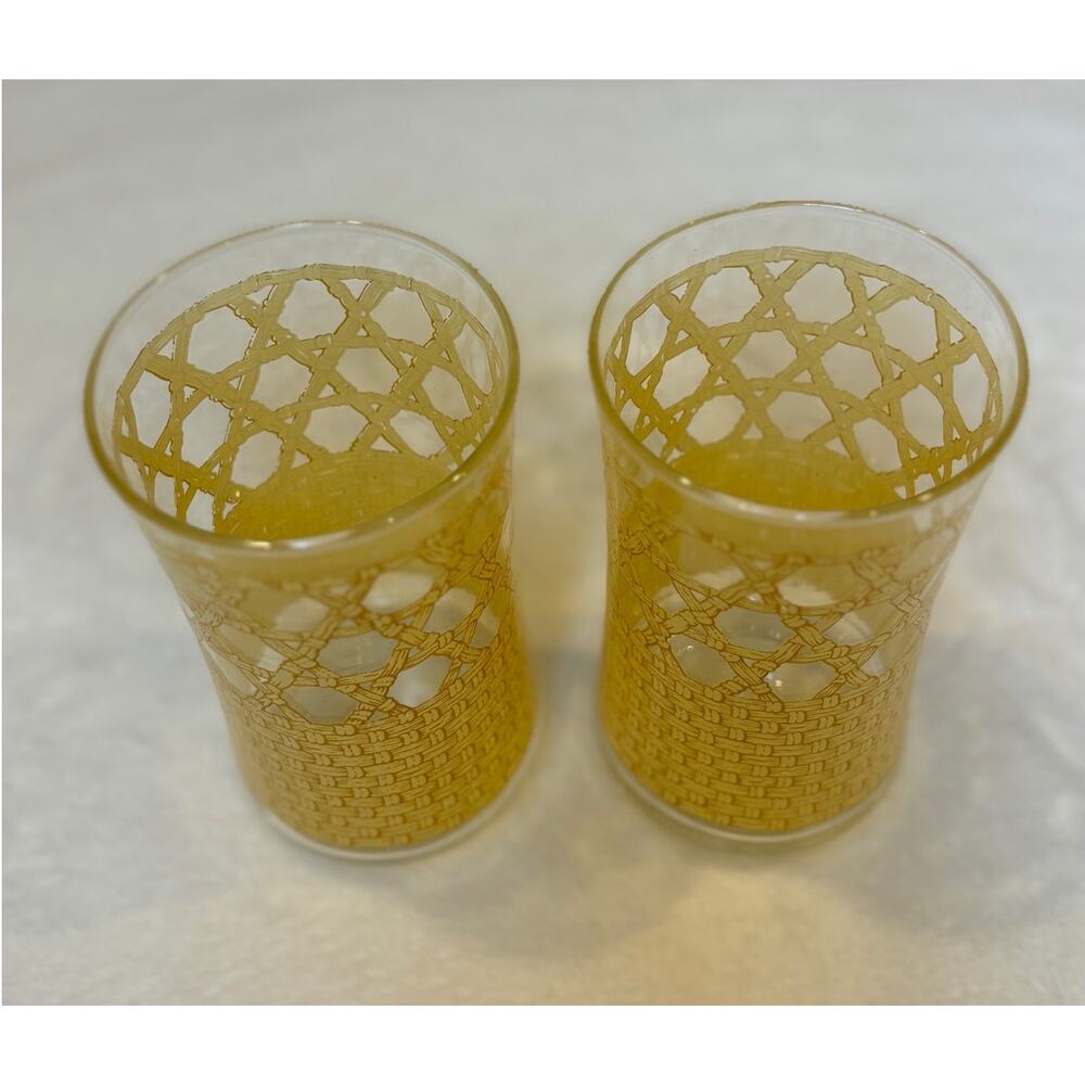 Vintage Libbey 1970 MCM Rattan Cane Highball Glass Tiki Bar Drink Ware USA - Picture 2 of 4